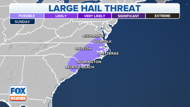 The large hail threat on Sunday, April 30, 2023.