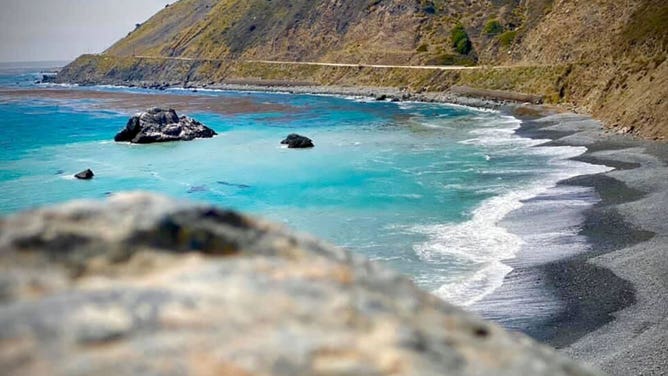 Waves lap at the shore at Big Sur State Park in California during the spring of 2023.
