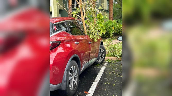 Apartment complex damage by suspected tornado.