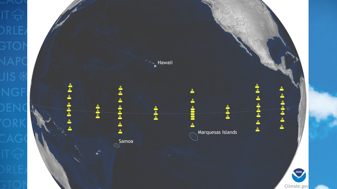 Map of important NOAA buoys in the Pacific
