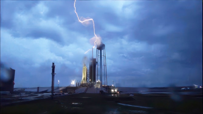 Lightning strikes at the SpaceX Launch Pad