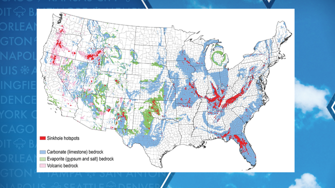 USGS Sinkhole hotspot map