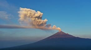 Drone video shows Mexico’s Popocatepetl volcano spewing ash, gasses