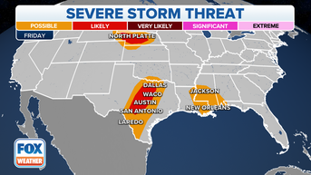 Severe storm threat to linger over Texas, South to end week