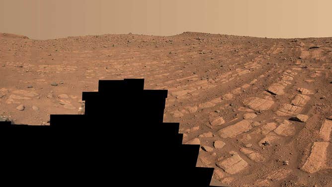 Scientists think that the bands of rocks seen in this image may have been formed by a very fast, deep river – the first of its kind evidence has been found for on Mars. NASA’s Perseverance Mars rover captured this mosaic at a location nicknamed 