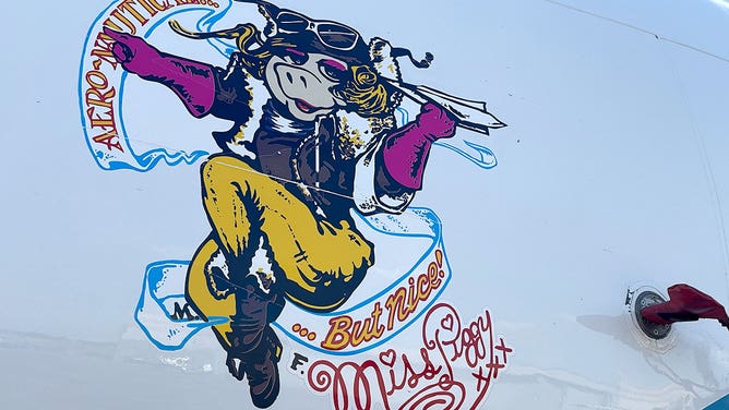 A WP-3D Orion airplane used by NOAA's Hurricane Hunters is seen during a stop in Houston, Texas, on May 1, 2023.