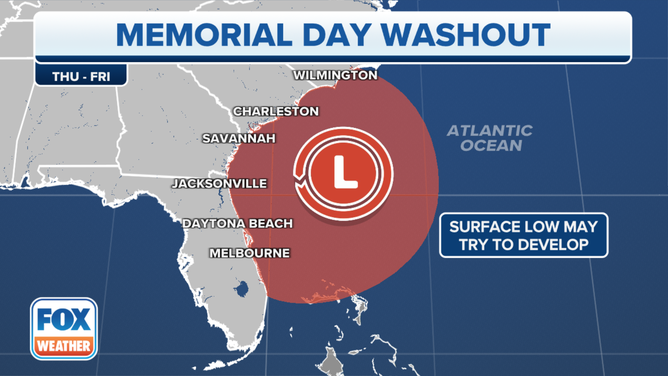 The setup for a possible tropical disturbance off the Southeast coast later this week or over the Memorial Day weekend.