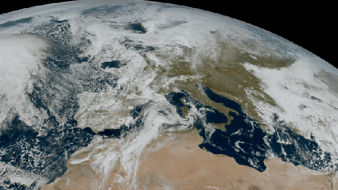 This animation from Meteosat Third Generation Imager-1 (MTG-I1) imagery, zooming in Europe, was made from one day’s worth of data, from 11:50 UTC 18 March to 11:50 UTC 19 March 2023. MTG-I1 produces images of the full Earth disc every 10 minutes.