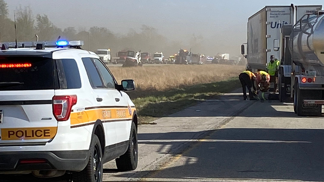 A massive pileup was reported on I-55 in Illinois after a dust storm on Monday, May 1, 2023.