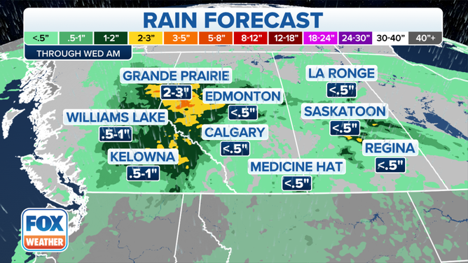 Forecast rain totals through Wednesday, May 24, 2023.