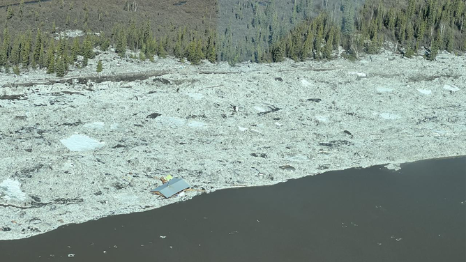 Major flooding caused by a massive ice jam is seen in Circle, Alaska, on Sunday, May 14, 2023.
