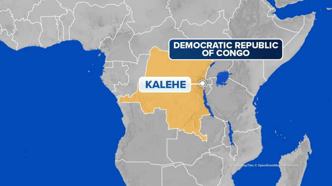 Map of the Democratic Republic of Congo, noting the location of Kalehe province.