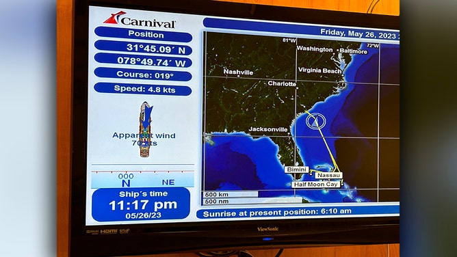 Cruise ship Carnival Sunshine pounded by large waves during coastal storm near Charleston, South Carolina