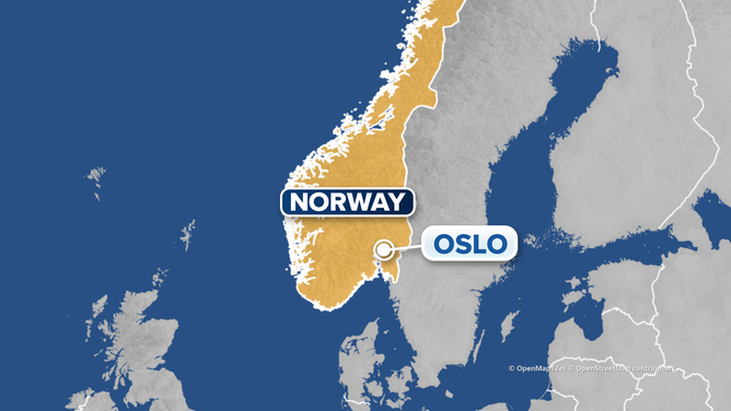 Map showing location of Oslo, Norway.