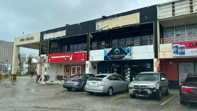 Major damage is seen after Typhoon Mawar lashed the U.S. island territory of Guam on Wednesday, May 24, 2023.