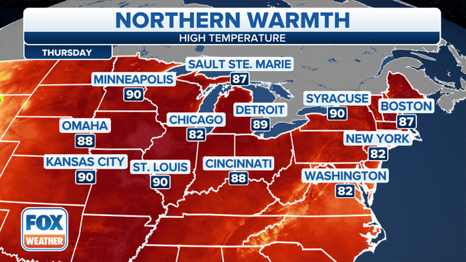 Northern Tier Forecast Highs