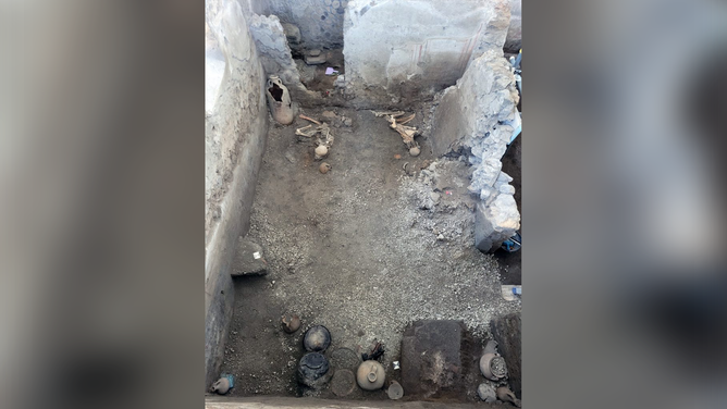 Two skeletons were found in a utility room in a home at the Pompeii Archaeological Site.