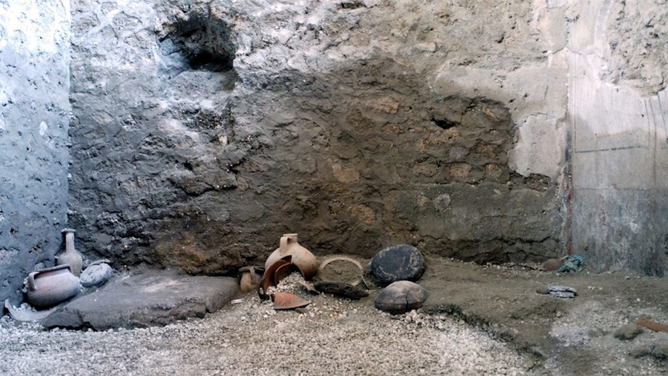 Amphoras and other items were also found near where the two skeletons were discovered at the Pompeii Archaeological Site.