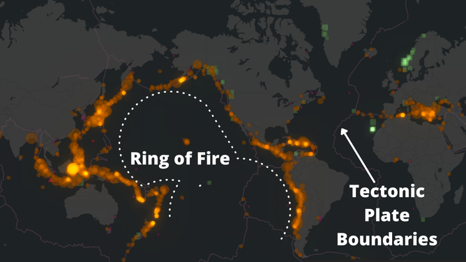 Pacific Ring of Fire map