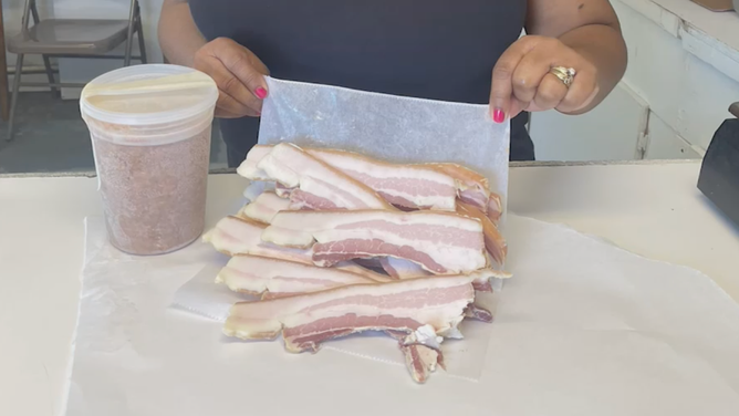 Bacon produced at Martin Farm Meats.