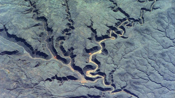 Serpentine river in Africa.