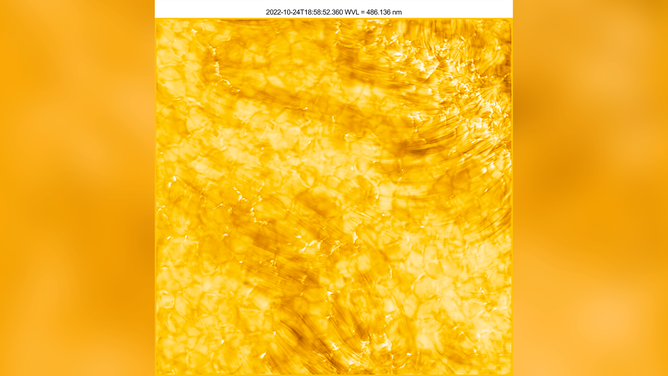 This image, taken by Inouye Solar Telescope in coordination with the ESA’s Solar Orbiter, reveals the fibrillar nature of the solar atmosphere. In the atmosphere, or chromosphere, fine, dark threads of plasma (fibril) are visible emanating from the magnetic network below. The outline of bright structures are signature of the presence of magnetic fields.