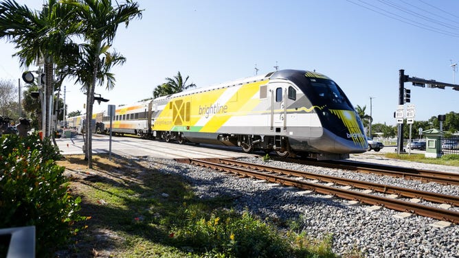 Brightline train passing through Florida