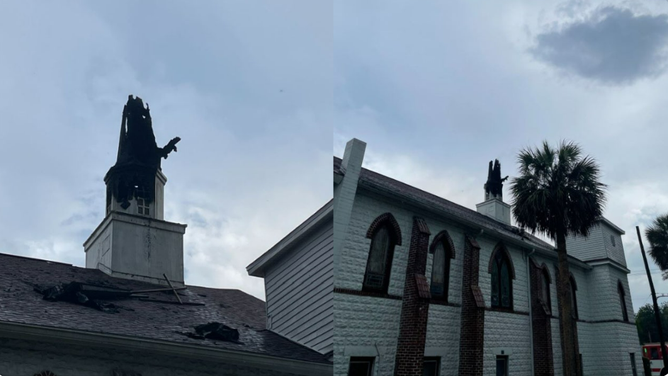 Lightning strike burns steeple of historic Florida church