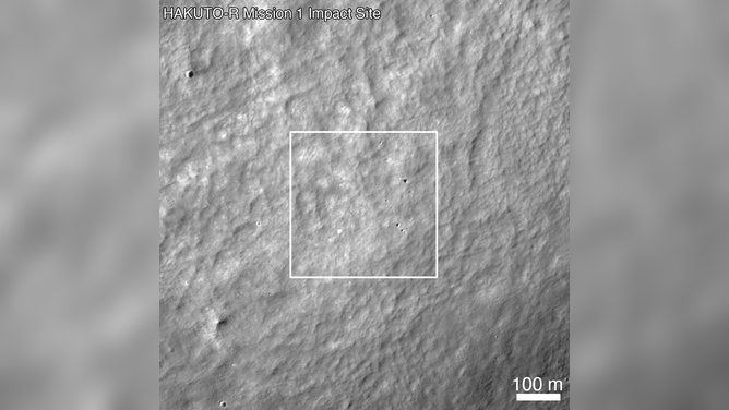 HAKUTO-R Mission 1 Lunar Lander impact site, as seen by LROC the day after the attempted landing. LROC NAC image M1437131607R.