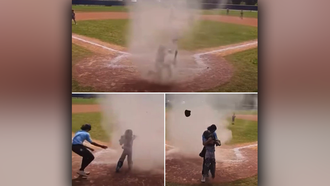 Umpire saves 7-year-old catcher enveloped in massive dust devil at home plate