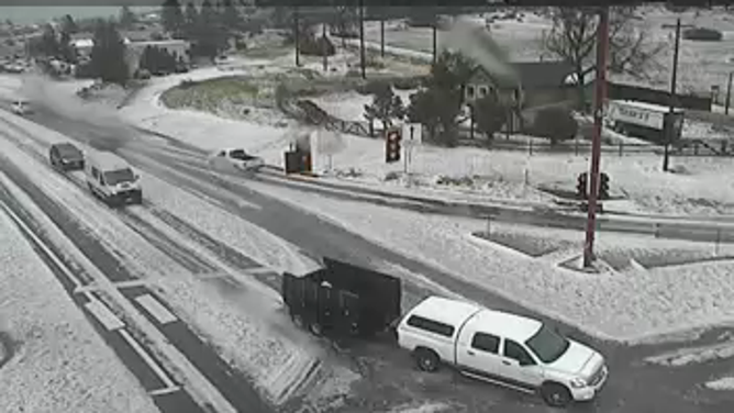 Hail covered the ground in Colorado