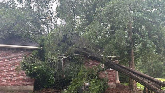 Wind damage in Central, Louisiana