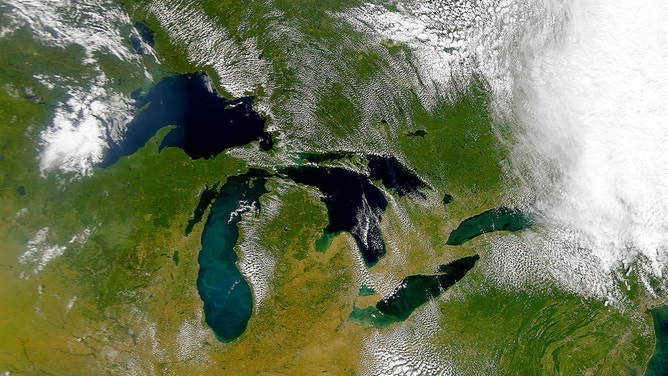 Satellite picture of the Great Lakes including Lake Michigan