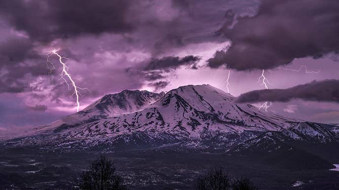 Lightning over Mt. St. Helens