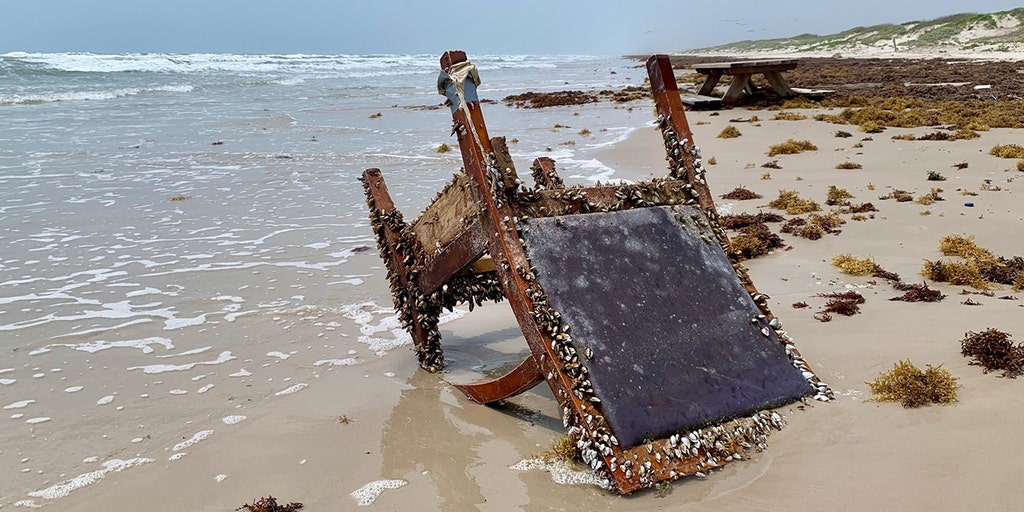 Barnaclecovered chair sparks mystery after washing ashore off Texas