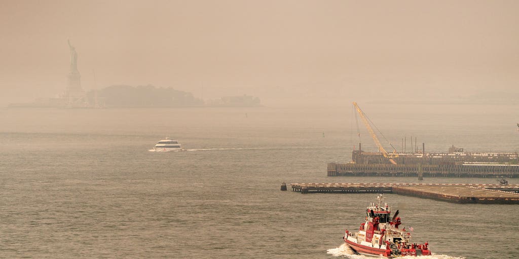 Smoky skies continue from the northeast to the southeast as easing of unhealthy air quality approaches