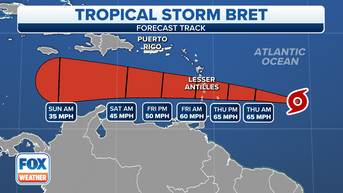 Tropical Storm Bret strengthens as it heads west toward Caribbean islands