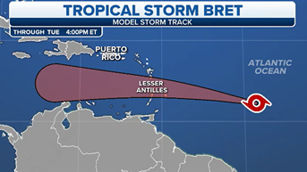 Tropical Storm Watches issued in Caribbean as Bret marches westward towards islands