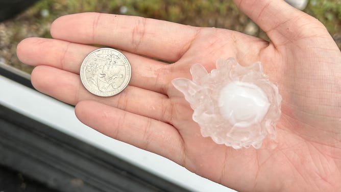 Hail found about 8 miles southeast of Sanderson, Texas. June 2, 2023.