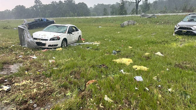 Possible tornado damage near Atlanta, Texas. June 14, 2023.