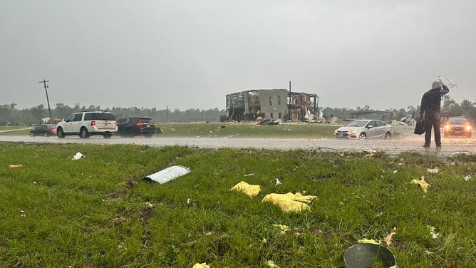 Possible tornado damage near Atlanta, Texas. June 14, 2023.