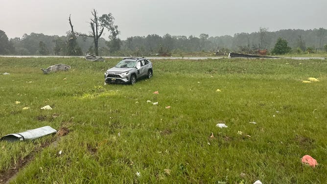 Possible tornado damage near Atlanta, Texas. June 14, 2023.