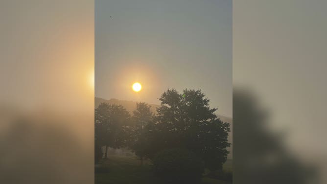 The sunrise tinted with wildfire smoke in Albany, New York.
