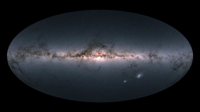 ESA's Gaia satellite map of the Milky Way and neighboring galaxies. 