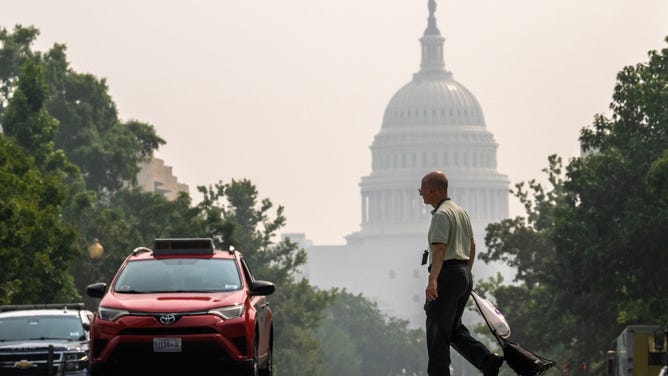 Smoke from the Canadian wildfires has descended on the region, on June 29 in Washington, DC.