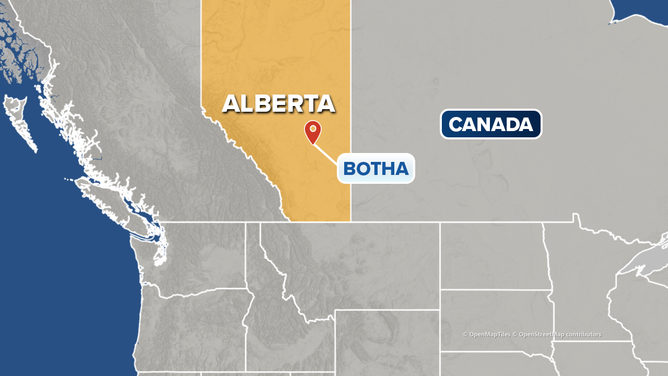 Map showing location of Botha, Alberta, Canada.