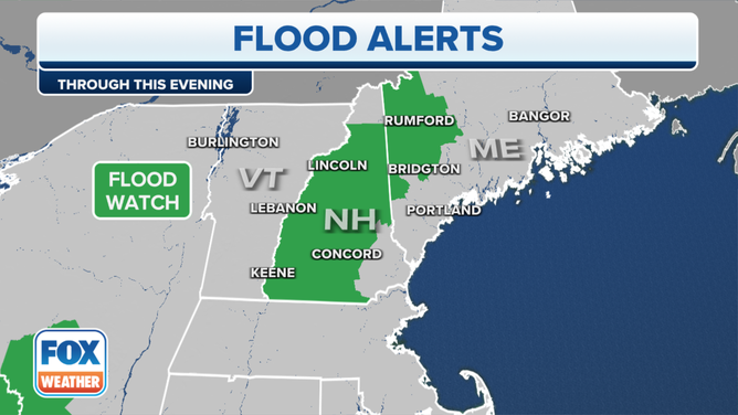 A Flood Watch is in effect for parts of New England on Tuesday, June 27, 2023.