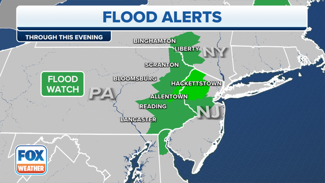 A Flood Watch is in effect for portions of the Northeast on Tuesday, June 27, 2023.