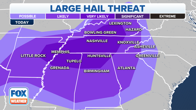 The large hail threat on Sunday, June 11, 2023.