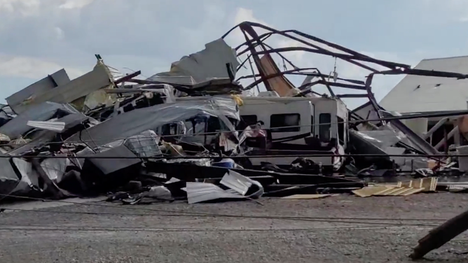 Storm damage in Perryton, Texas. June 15, 2023.